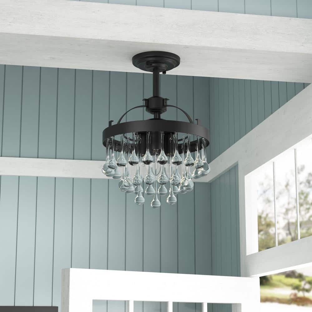 11.8 in. 3-Light Modern Crystal Semi-Flush Mount - Hercitys