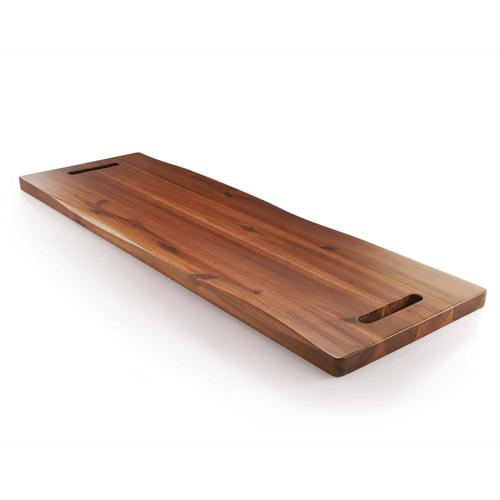 24 in. Brown Acacia Cutting Boards with Handles and Dual-Sided Design, Serving for Meat and Appetizers - Hercitys
