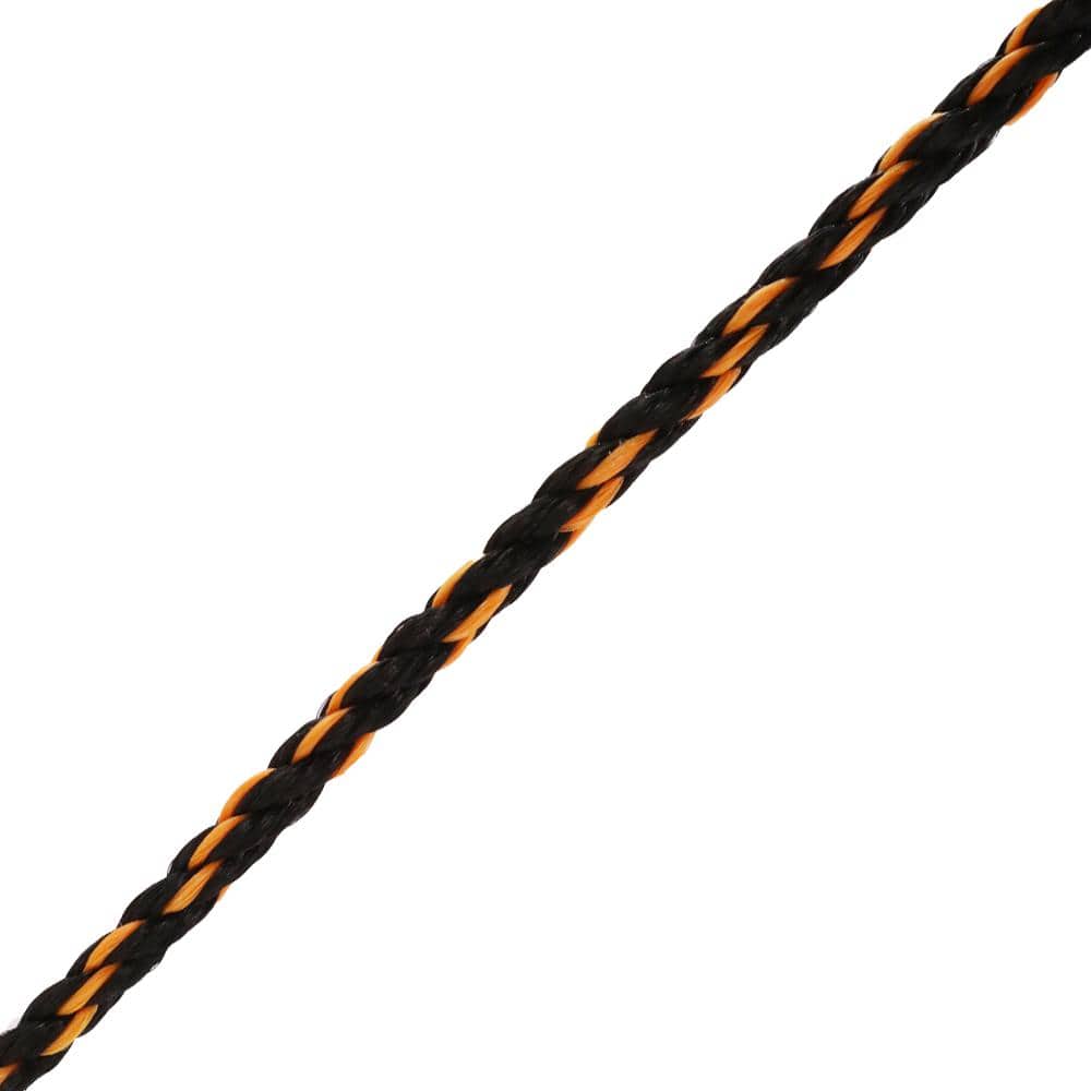 3/8 in. x 1 ft. Black and Orange Twisted Polypropylene Rope - Hercitys