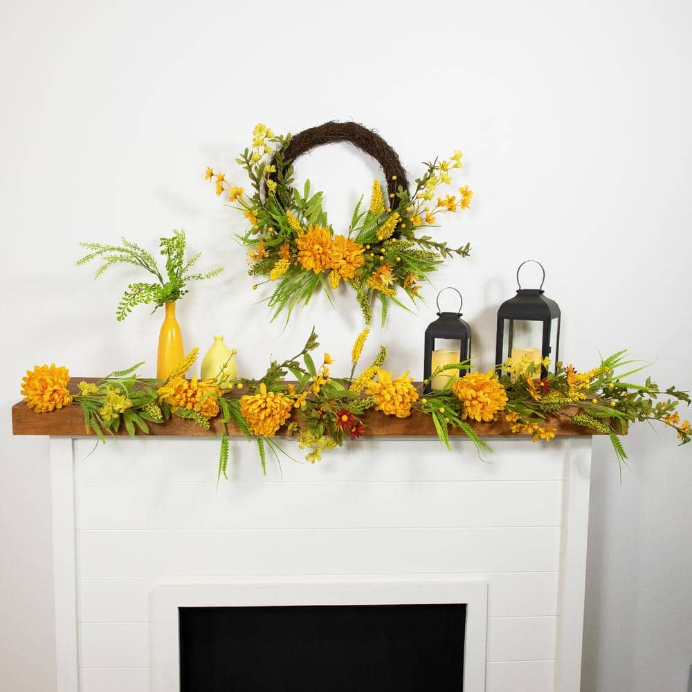 5 ft. x 10 in. Orange Peony Artificial Fall Harvest Garland Unlit - Hercitys