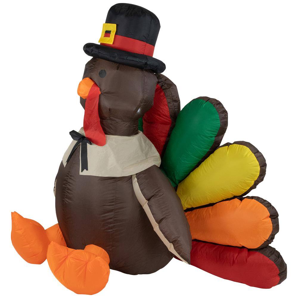4 ft. Inflatable Lighted Thanksgiving Turkey Outdoor Decoration - Hercitys