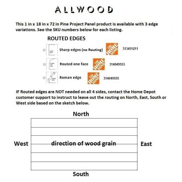 1 in. x 18 in. x 72 in Allwood Pine Project Panel - Hercitys