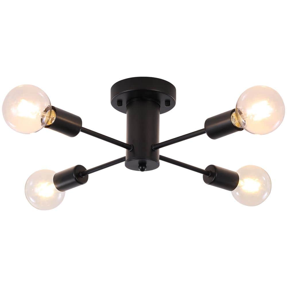 17.5 in. 4-Light Black Sputnik Transitional Flush Mount Ceiling Lights - Hercitys