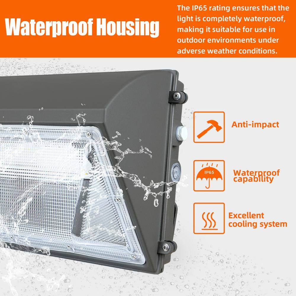 1000- Watt-Equivalent 120-277 Volt Integrated LED Bronze Dusk to Dawn Wall Pack Light, 5000K 18000LM, IP65（1-Pack） - Hercitys