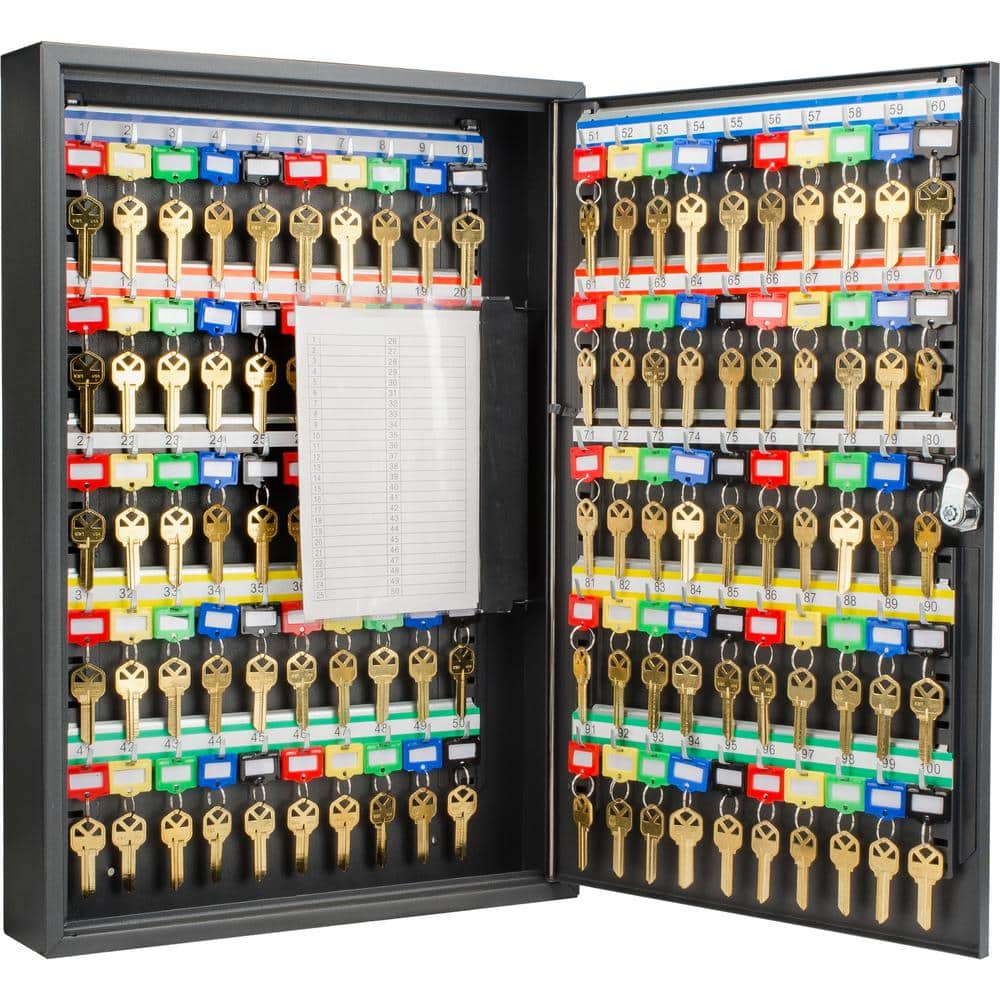 100-Position Steel Key Cabinet with Key Lock, Black - Hercitys
