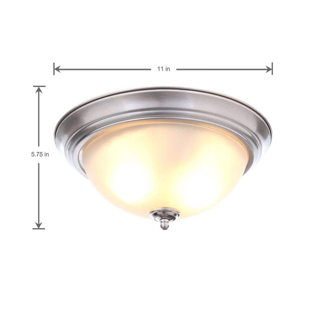 11 in. 1-Light Brushed Nickel Flush Mount with Frosted Glass Shade (2-Pack) - Hercitys