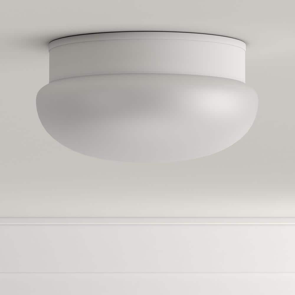 1-Light White Flush Mount with White Glass - Hercitys