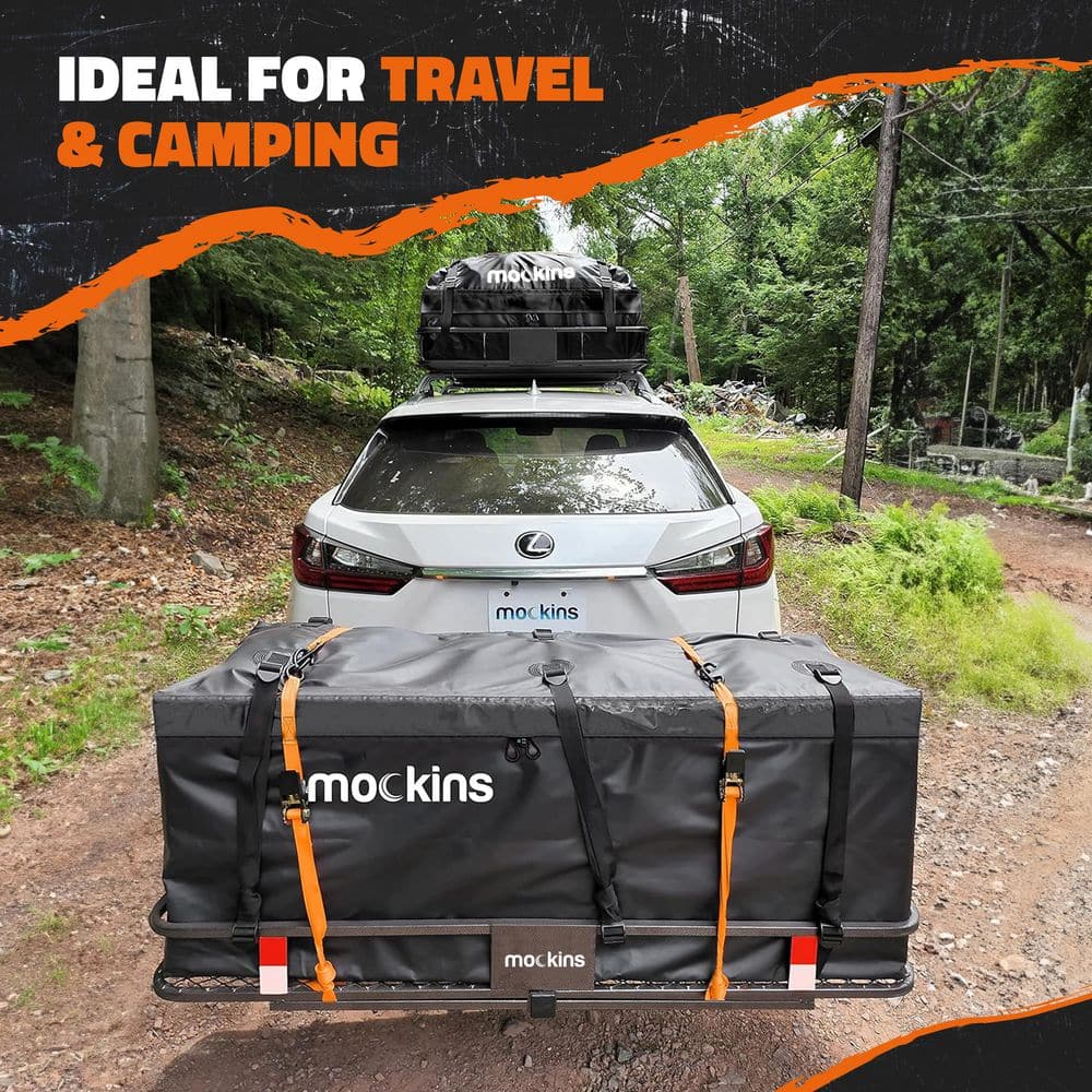 16 Cu Ft. Waterproof Hitch Cargo Carrier Bag (58 in. x 20 in. x 24 in.) with 3-Buckle Straps, Lock and Carry Case - Hercitys