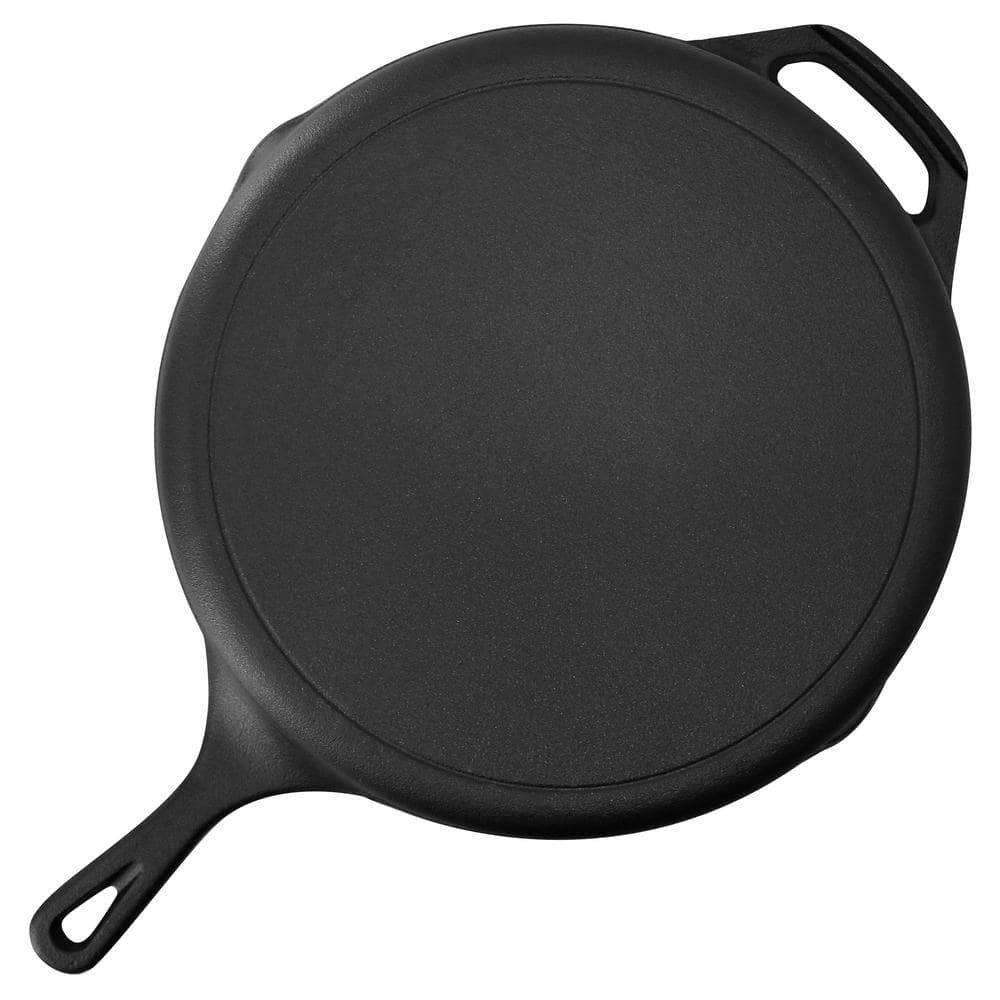 12 Inch Pre-Seasoned Cast Iron Skillet with Cast Iron Lid - Hercitys
