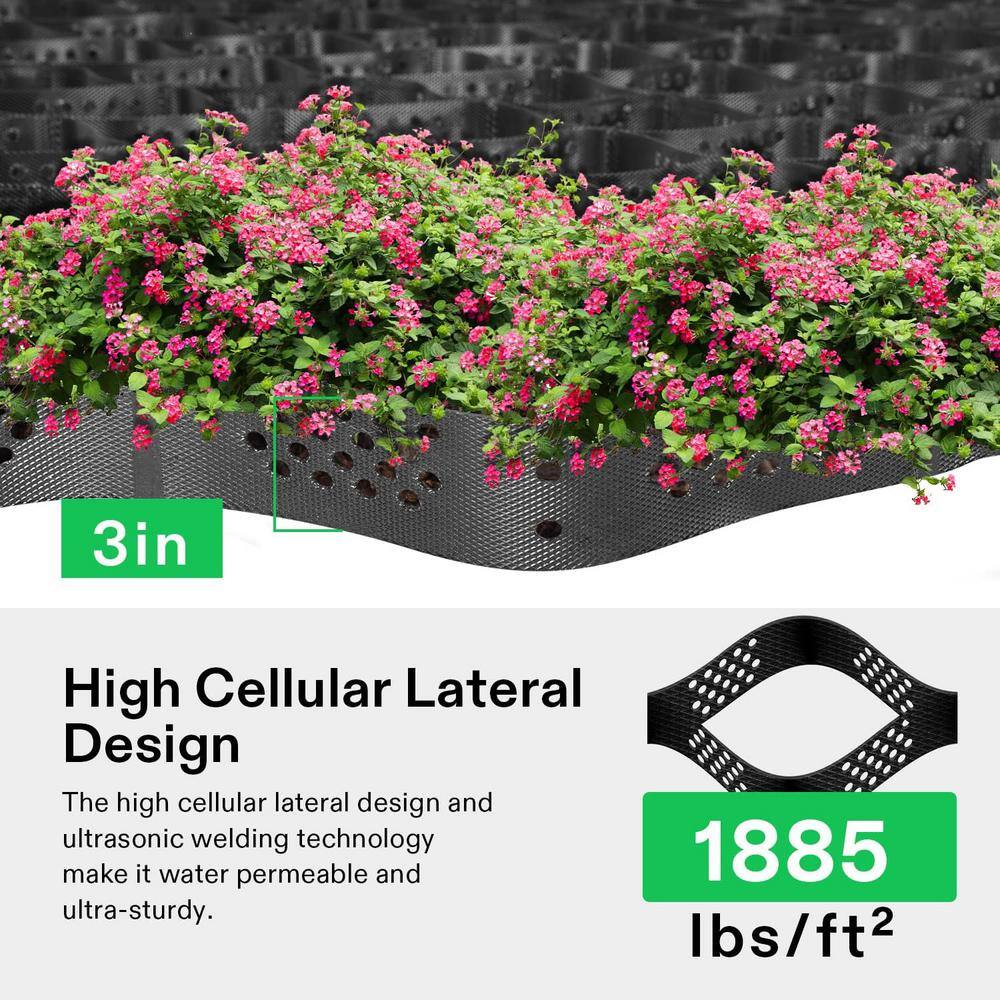 108 in. x 204 in. Rectangular 3 in. Depth Plastic HDPE Geo Cell Ground Grid Paver (1885 lbs./sq. ft.） - Hercitys