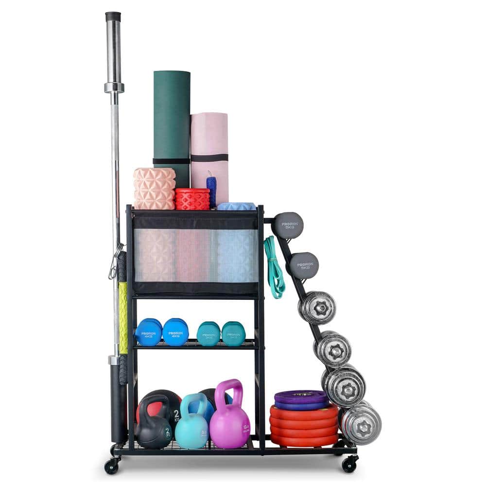 180 lbs. Weight Capacity Yoga Mat Storage Home Gym Workout Equipment Storage Rack Multifunction Equipment Rack - Hercitys