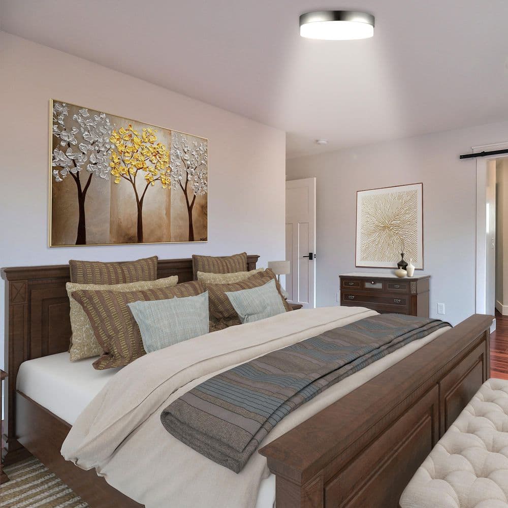 11 in. 1-Light Brushed Nickel Selectable LED Flush Mount - Hercitys