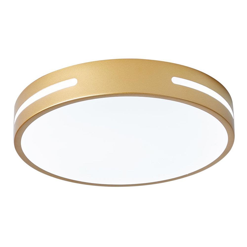 11.8 in. 1-Light LED Flush Mount Ceiling Light 24-Watt Close to Ceiling Light with PS Shade, Copper Gold - Hercitys