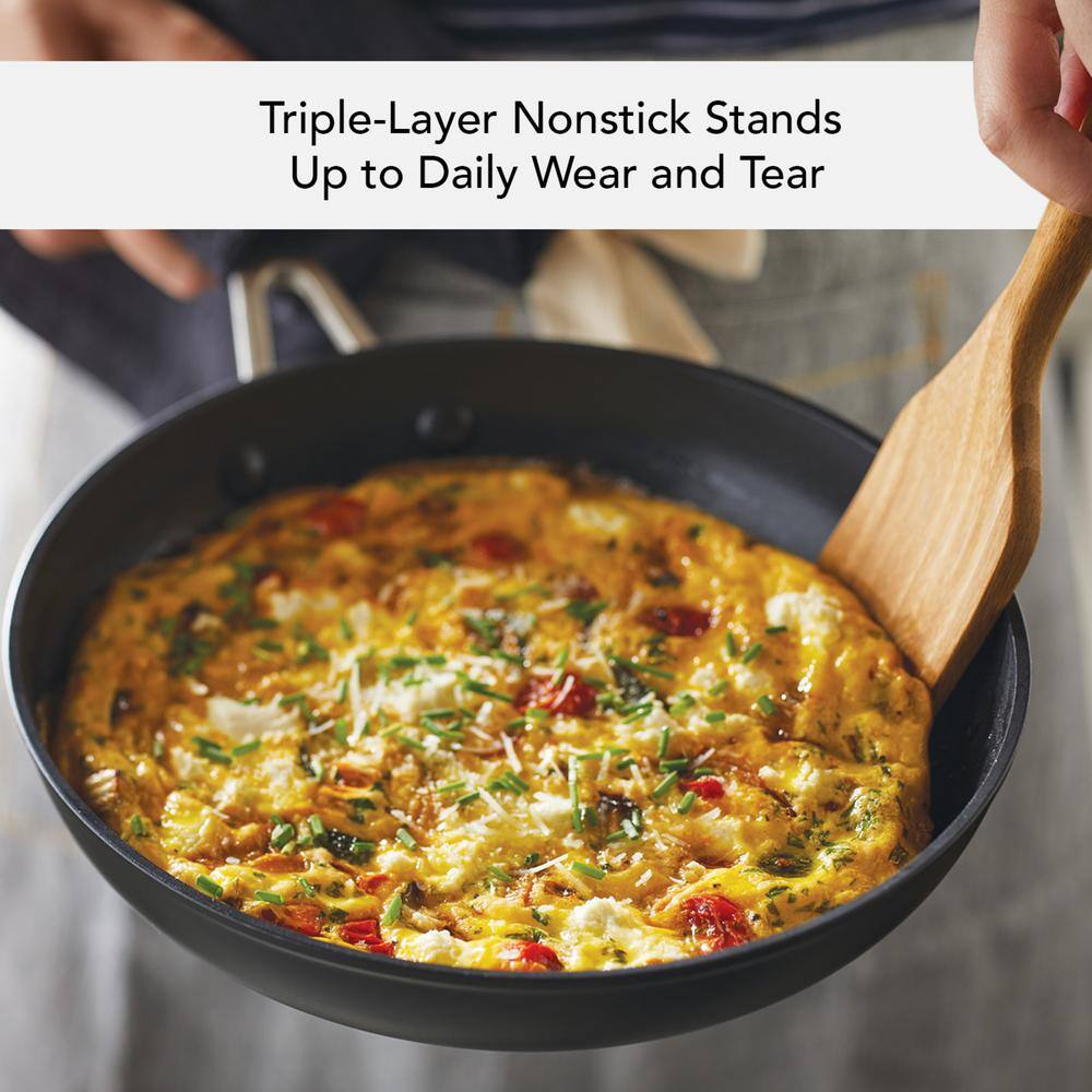 10 in. Hard Anodized Aluminum Nonstick Frying Pan with Lid Black - Hercitys