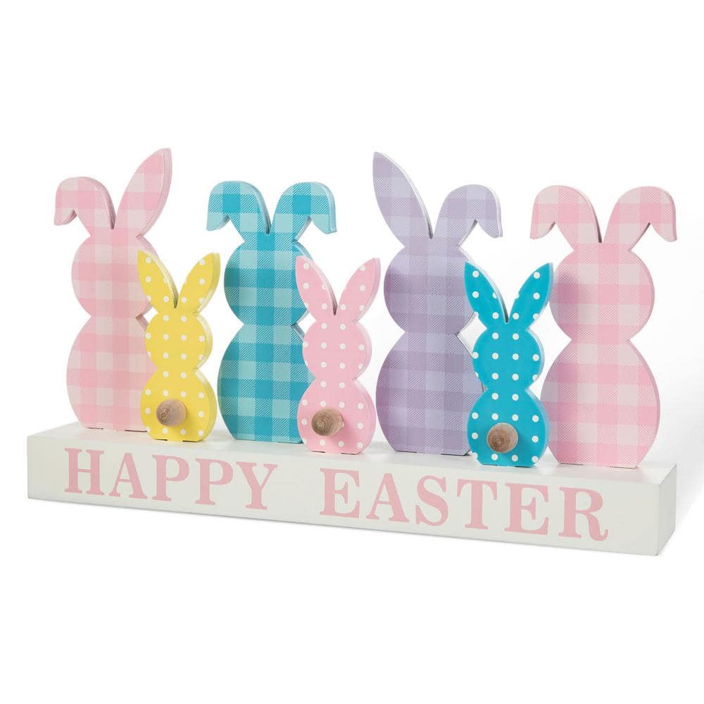 11.75 in. L Easter Wooden Bunny Family Table Decor - Hercitys