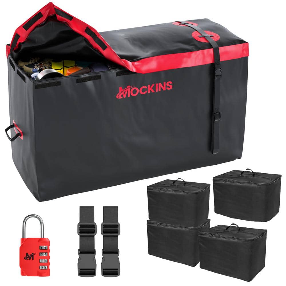 15 cu. ft. Waterproof Cargo Carrier Bag 48 in. x 31 in. x 18 in. Hitch Cargo Bag and 4-Pack Cubes, Red - Hercitys