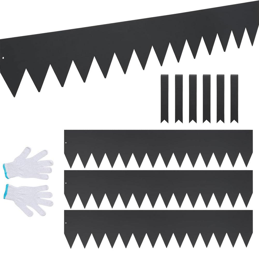 40 in. x 8 in. Black Rustic Hammer-in Edging Border Steel Garden Edging Borders Landscape Edging for Yard (4-pack Kit) - Hercitys