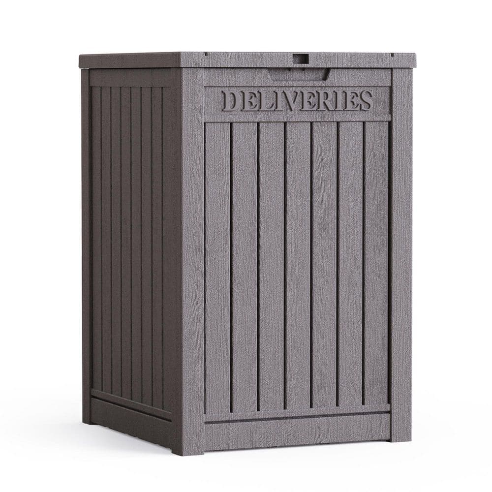 51 Gal. Waterproof Double-Wall Resin Deck Box with Lockable Lid in Brown - Hercitys