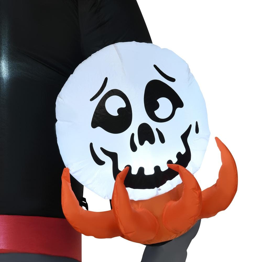 12 ft. LED Pumpkin Reaper with Skeleton Skull Halloween Inflatable - Hercitys