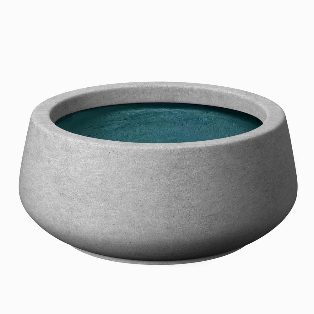 13 in. Medium Natural Gray(Premium Inner) Concrete Round Planter / Pot with Drainage Holes - Hercitys