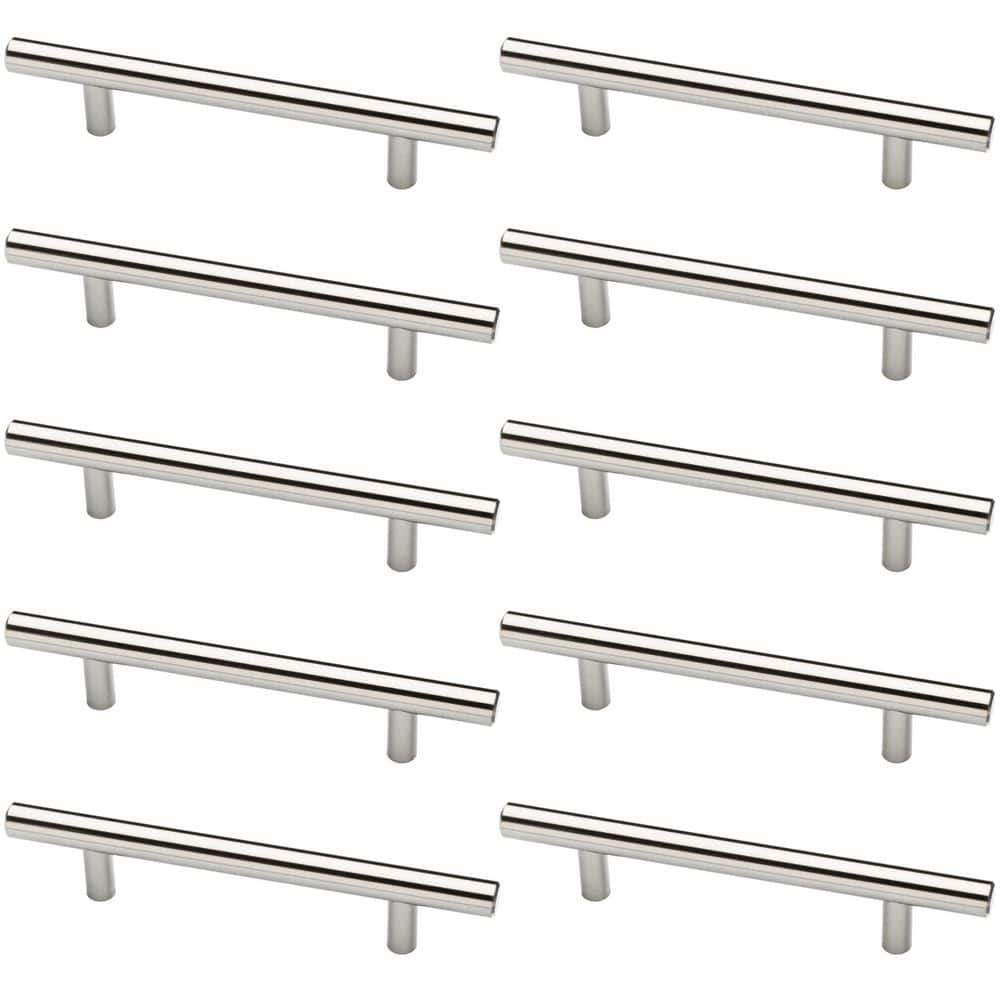10-Pack Solid Bar 4 in. (102 mm) Modern Cabinet Drawer Pulls in Stainless Steel - Hercitys