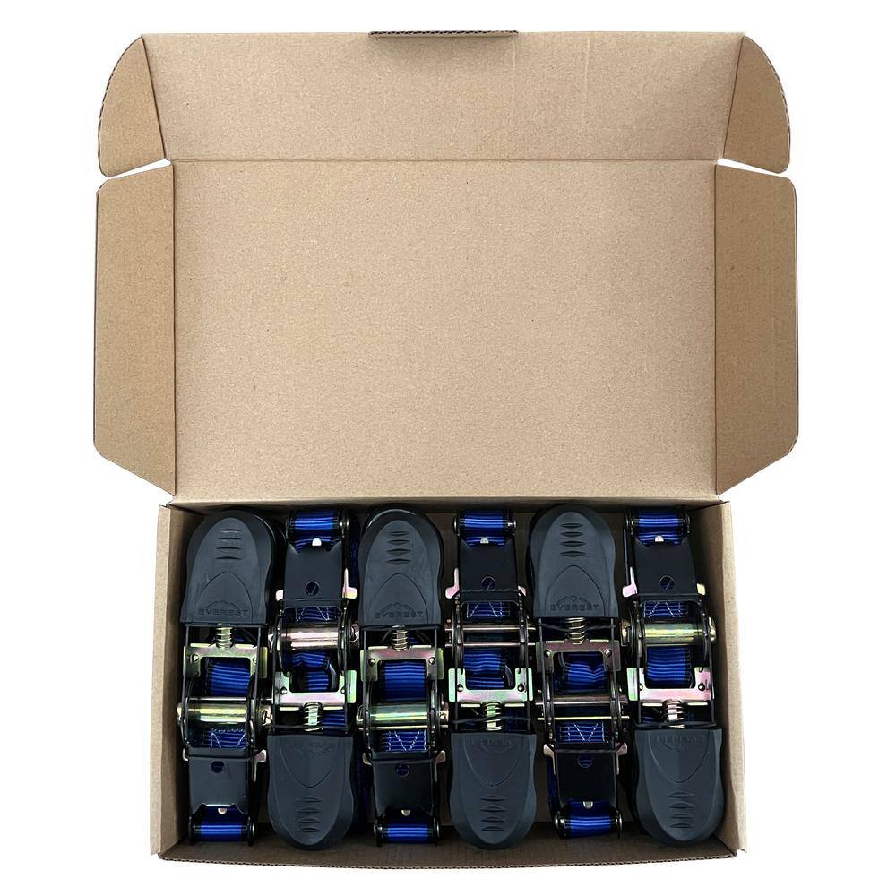 1 in. x 12 ft. Blue Webbing Ratchet Tie-Down Strap (6-Pack) - Hercitys
