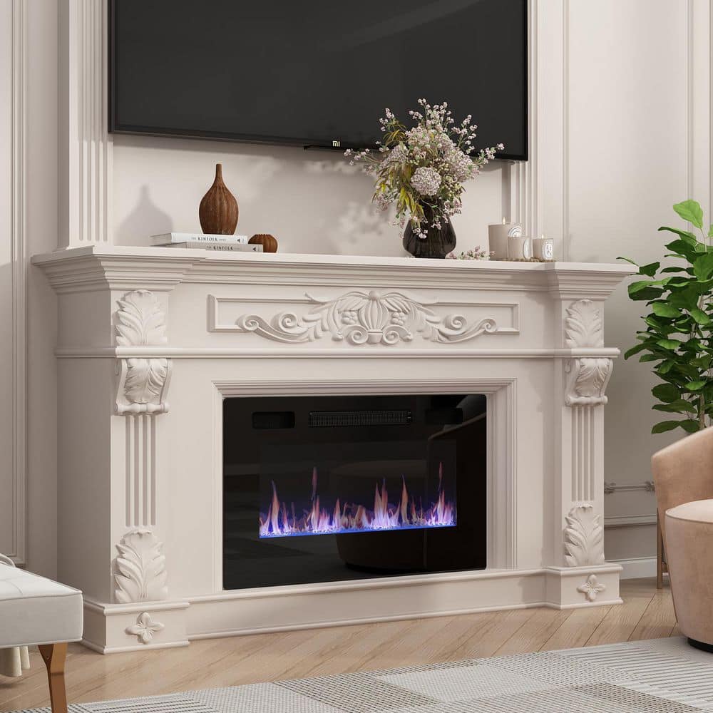 30 in. Wall-Mount, Recessed Electric Fireplace in Black With Adjustable Flame Colors & Speed,Touch Screen Remote Control - Hercitys