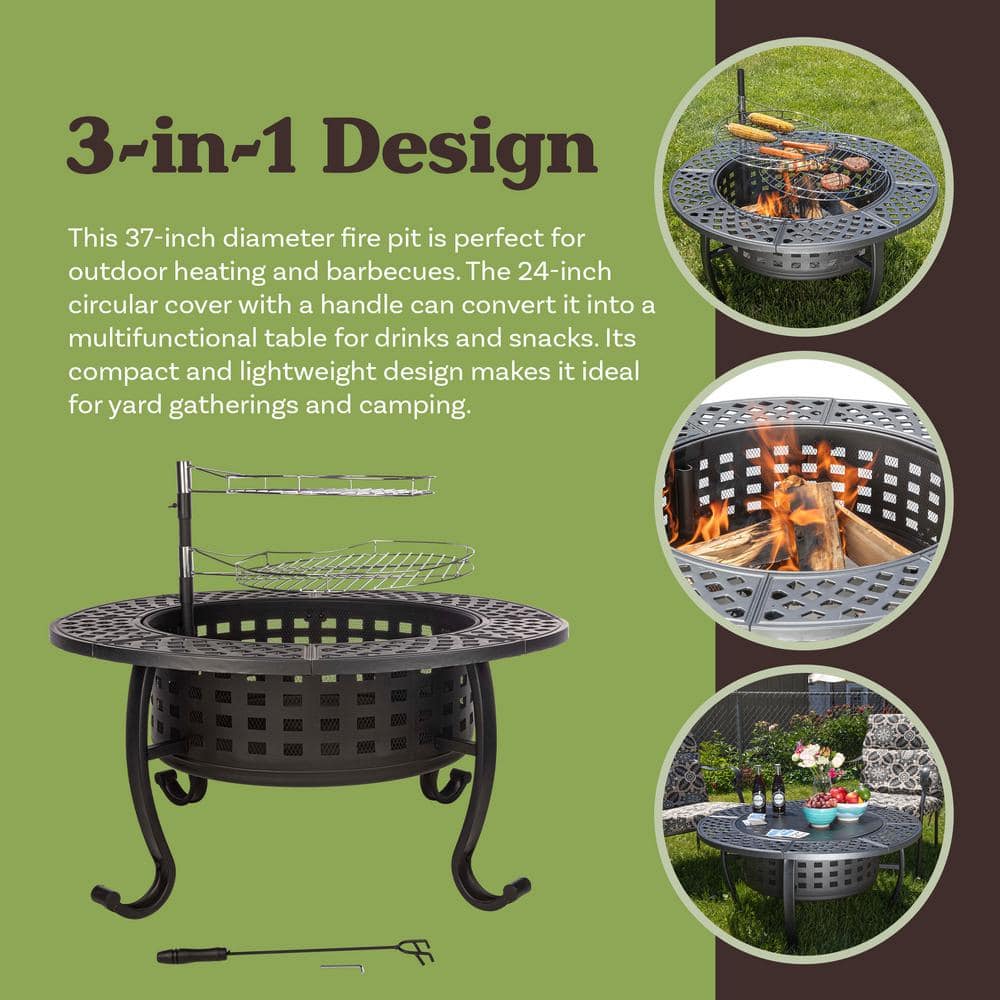 37 in. Outdoor Fire Pit with 2 Grills - Hercitys