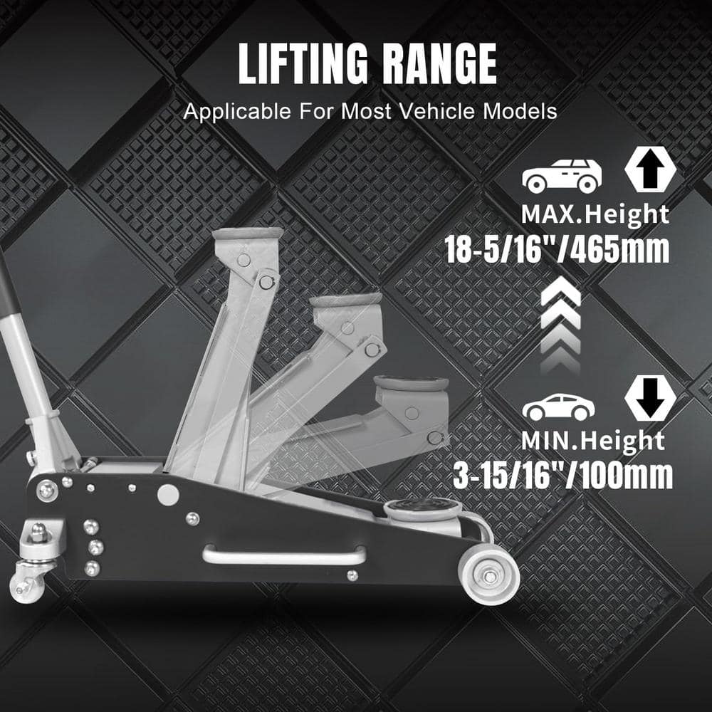 2.5-Ton Low-Profile Aluminum and Steel Floor Jack with Dual Piston Speedy Lift - Hercitys