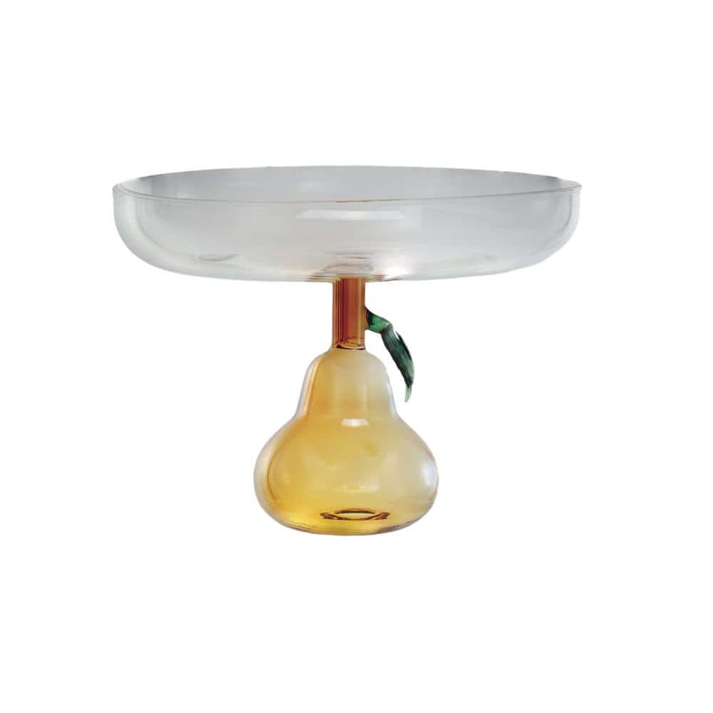 1-Tier Multicolor Pear Perfection Glass Food Pedestal and Cake Stand - Hercitys