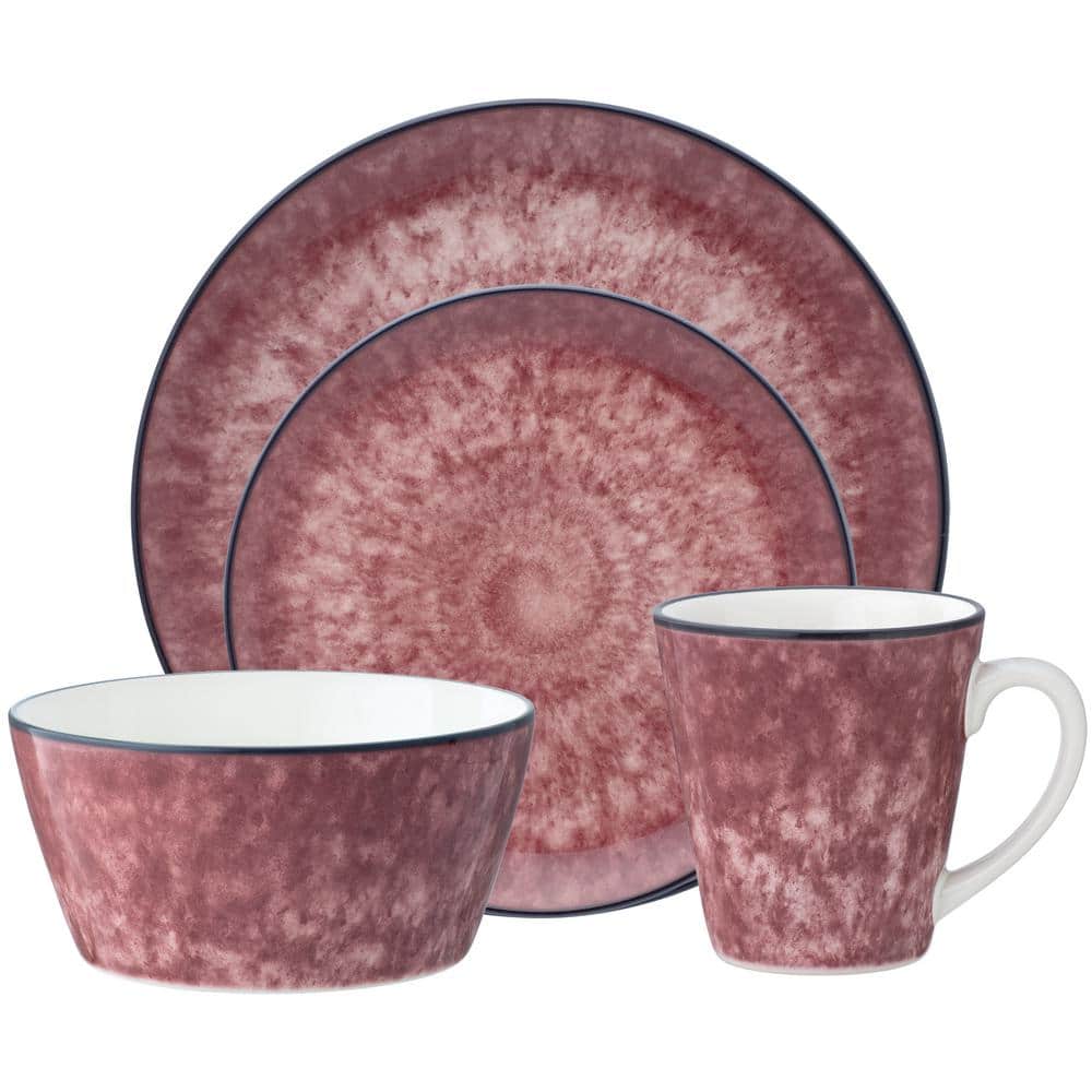 4-Piece ColorKraft Essence Garnet (Red) Stoneware Place Setting (Service for 1) - Hercitys