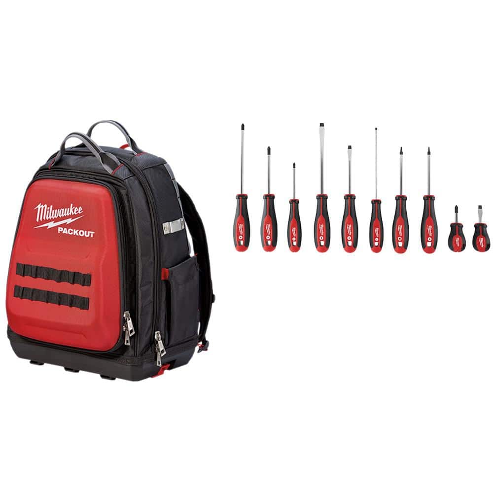 15 in. PACKOUT Tool Backpack with Screwdriver Set (11-Piece) - Hercitys
