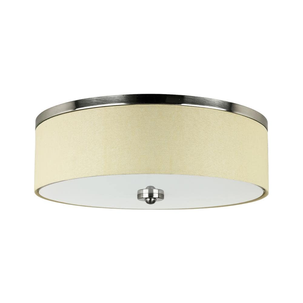 17 in. Brushed Nickel Color Selectable LED Flush Mount with Fabric Shade Integrated LED - Hercitys