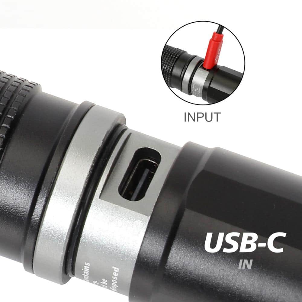 500 Lumens Dual Power Aluminum Flashlight 3.7-Volt 1200 mAh Rechargeable Replacement Battery - Hercitys