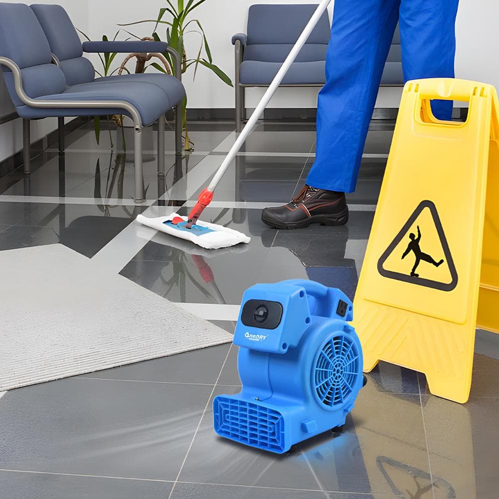 11 in. 1/8 HP 3-Speed Blower Fan in Blue with Daisy Chain Capability, Stackable - Hercitys