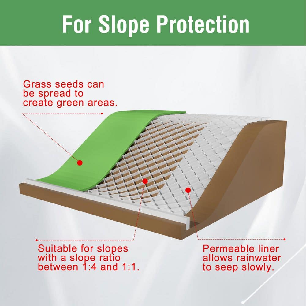 10 ft. x 16.5 ft. x 4 in. Plastic Ground Geo Grid Driveway Ground Pavers Geocell Gentle Slope Greening - Hercitys