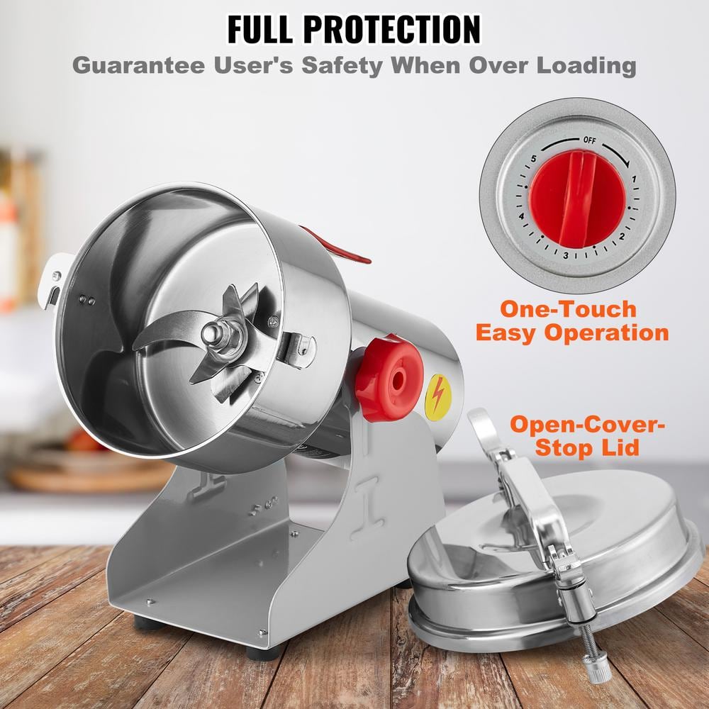 1000g Electric Grain Mill Grinder, High Speed 3000-Watt Commercial Spice Grinders, Stain Steel Pulverize Powder Machine - Hercitys