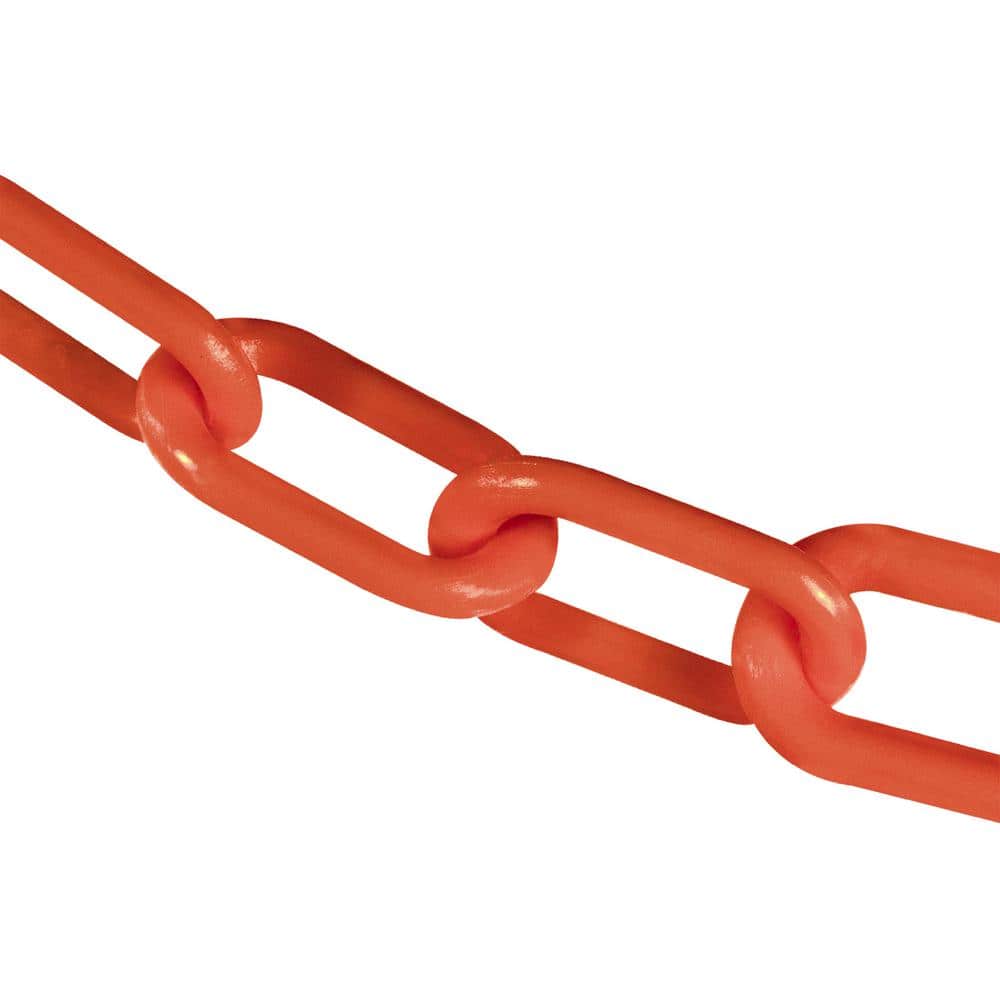 3 in. (#10, 76 mm) x 100 ft. Plastic Safety Chain in Traffic Orange - Hercitys