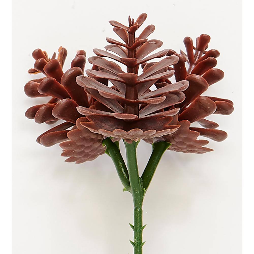 1.5 in. Plastic Pine Cone x 3 on a Christmas Wreath Pick Arrangement, Set of 24 - Hercitys