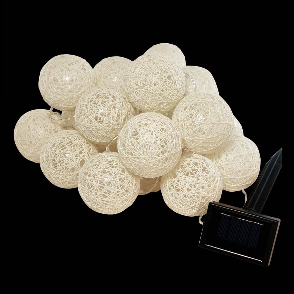 20-Light Warm White Solar Cotton Globe Lights (1-Pack) - Hercitys
