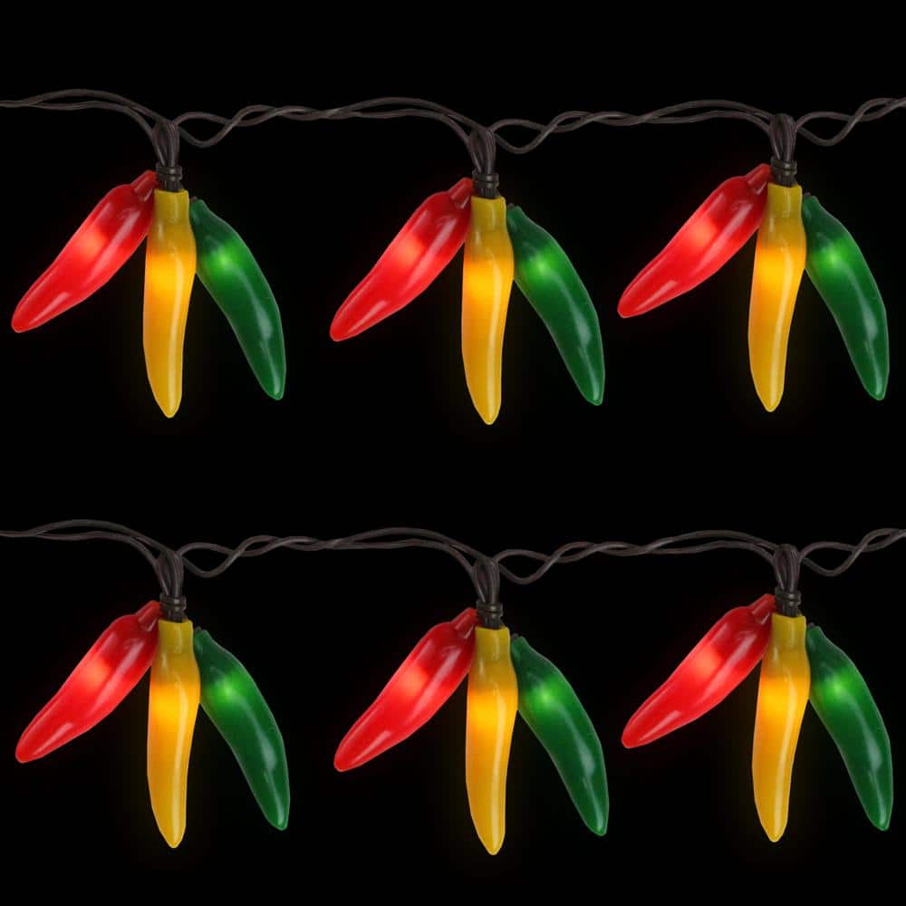 36-Light Clear Incandescent Chili Pepper Cluster Christmas Lights with Brown Wire - Hercitys