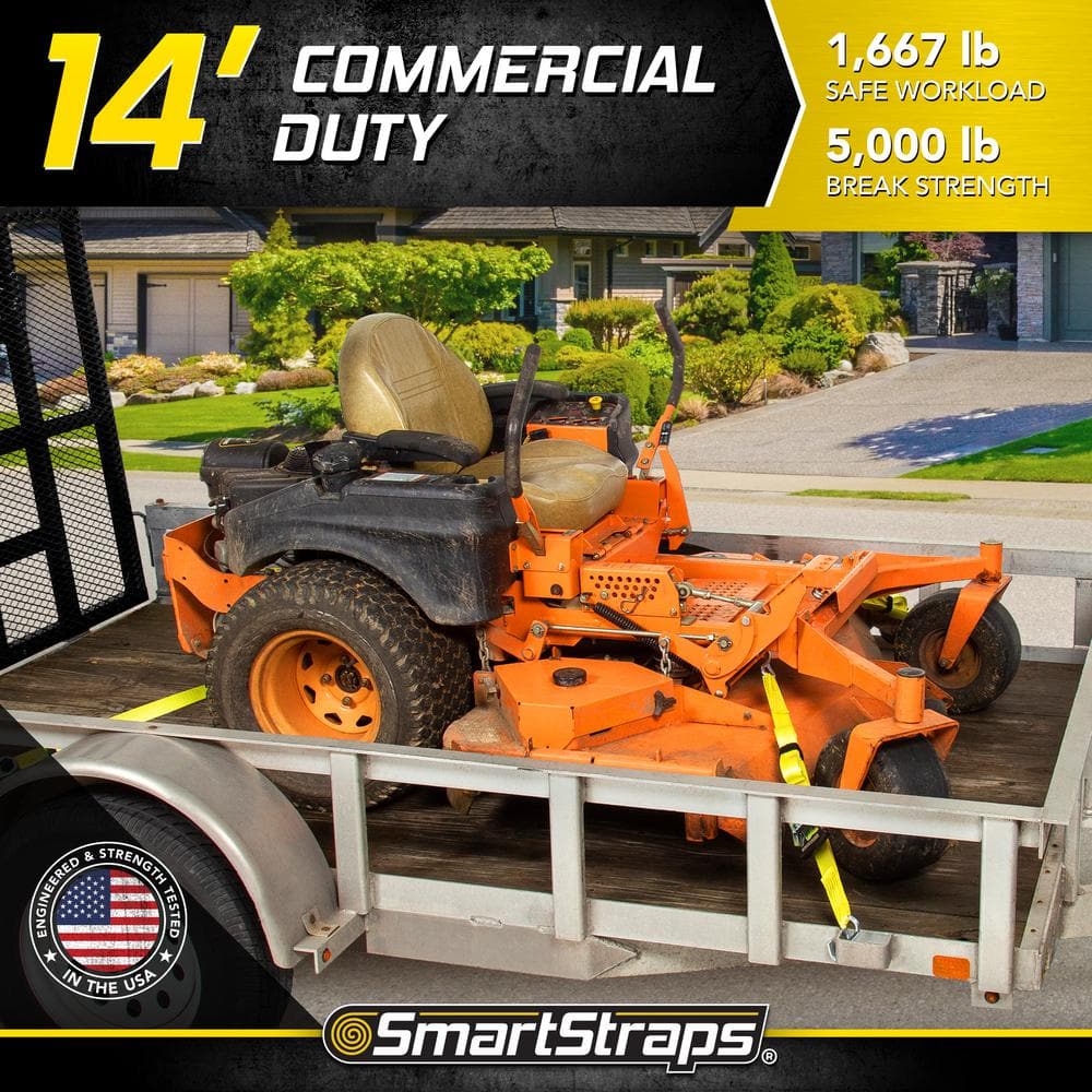 14 ft. Yellow RatchetX Tie Down Strap with 1,667 lb. Safe Work Load – (1-Pack) - Hercitys