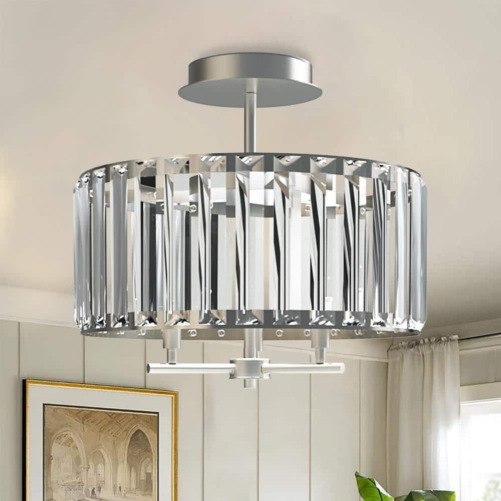 3-Light Crystal Semi Flush Mount Ceiling Light - Hercitys
