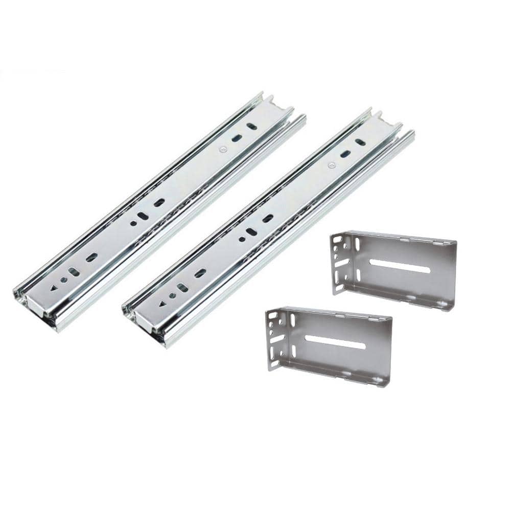 14 in. Full Extension Ball Bearing Side Mount Drawer Slide Set with Rear Bracket 4-Pairs (8 Pieces) - Hercitys
