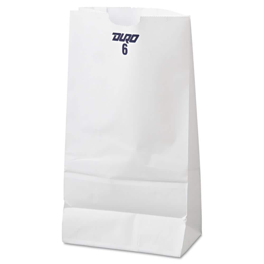 #6 White Paper Reusable Grocery Bag, 35 lb Capacity, 6 in. x 3.63 in. x 11.06 in. (Set of 500) - Hercitys