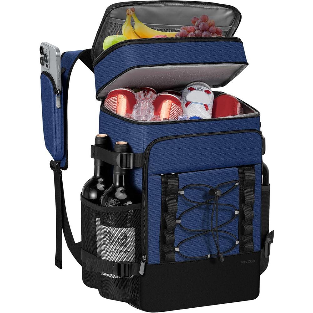 30 qt. 40 Cans Insulated Leak Proof Cooler Backpack with Two Compartments for Picnic Lunch Camping Beach - Hercitys