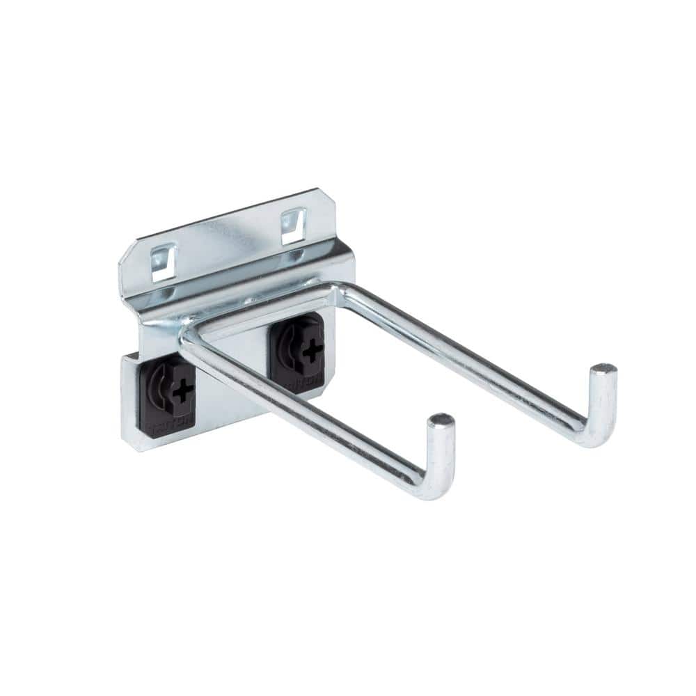 4 in. Double Rod 90 Degree Bend 1/4 in. Dia Zinc Plated Steel Pegboard Hook (5-Pack) - Hercitys