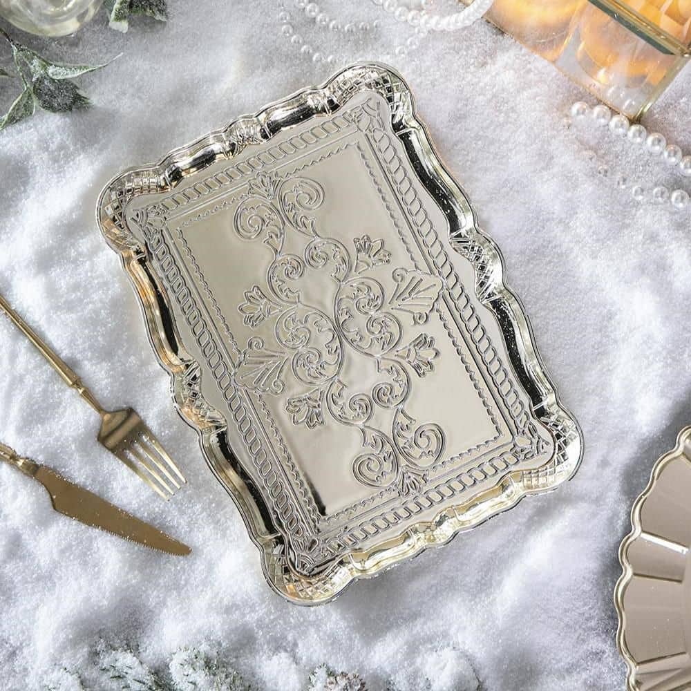 11.8 in. x 9.1 in. Gold Plastic Charger Plate (Set of 6) - Hercitys