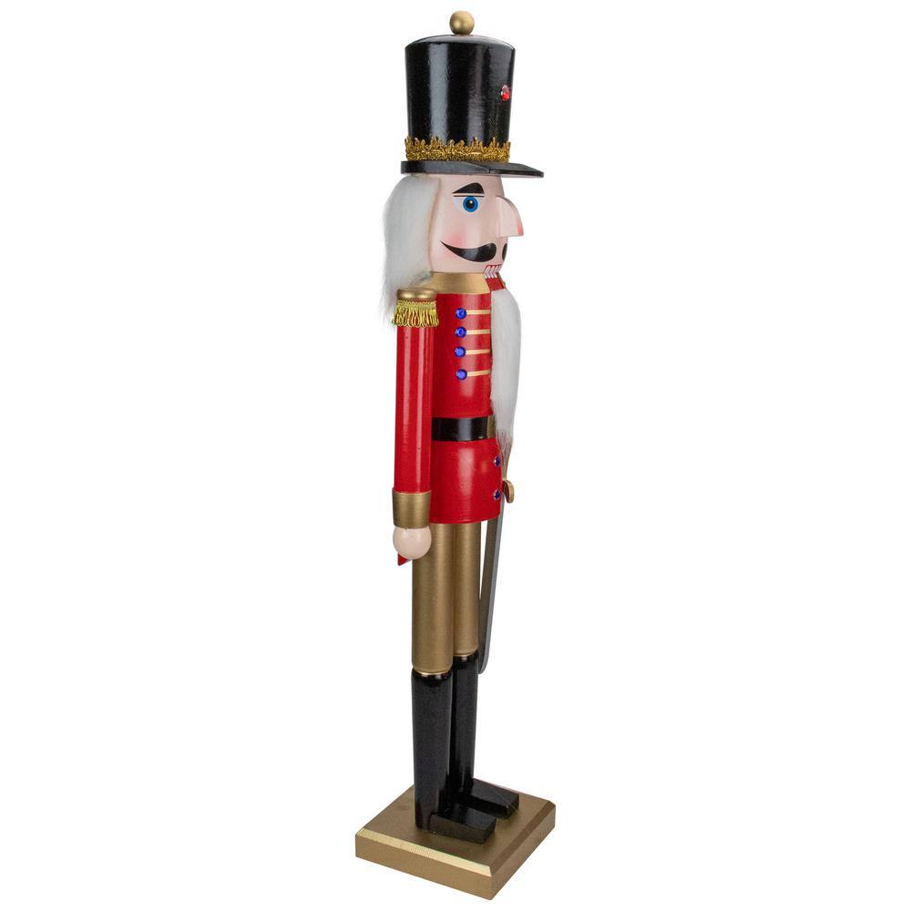 36.25 in. Red and Gold Wooden Christmas Nutcracker Soldier with Sword - Hercitys