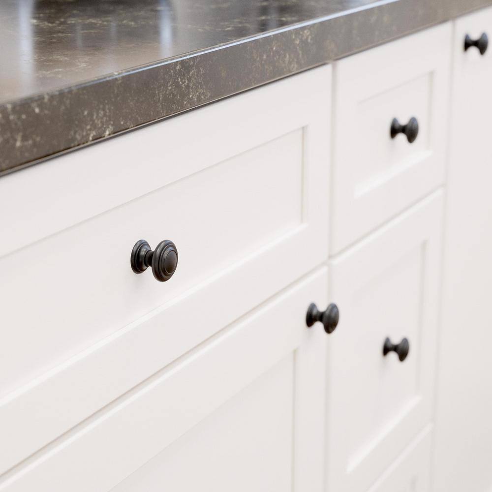 30-Pack Simple Double Ring 1-1/8 in. (29 mm) Classic Matte Black Round Cabinet Knobs - Hercitys